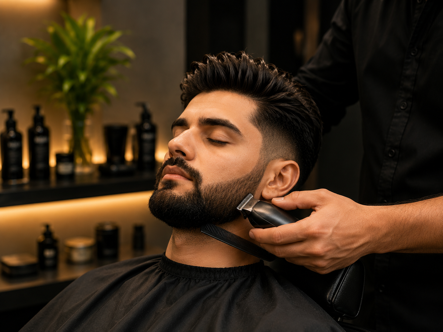 Beard grooming with scissors